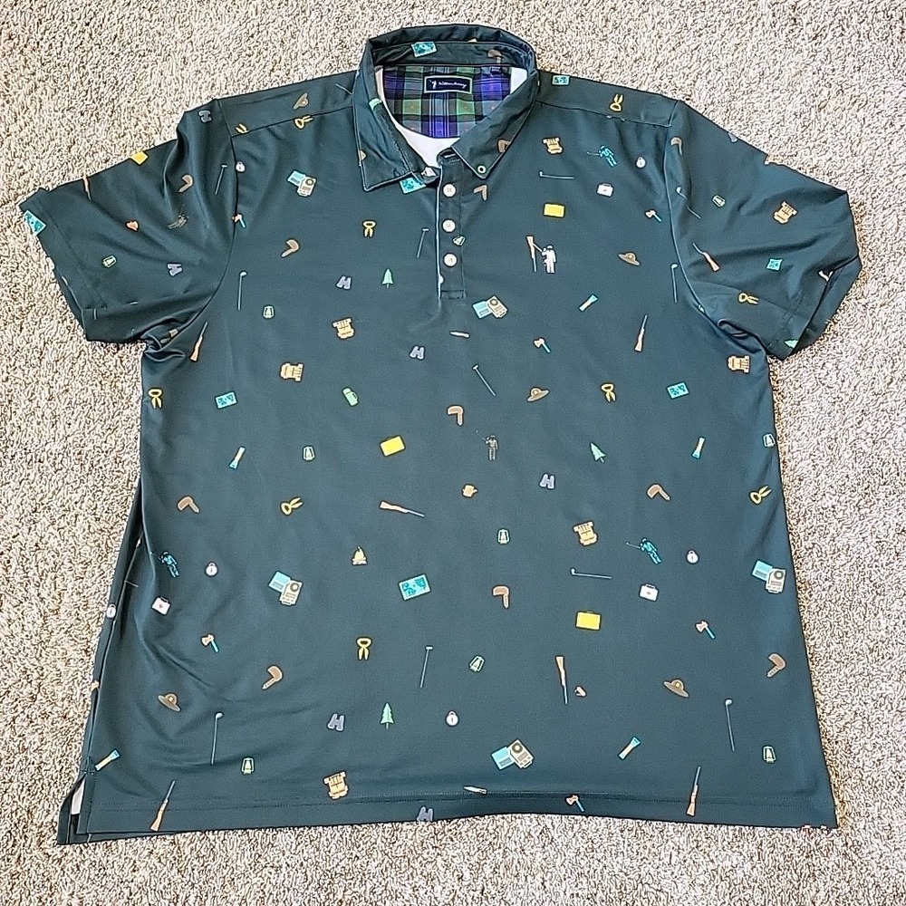 William Murray Golf Shirt Mens XXL Green Happy Glamper Performance Polo